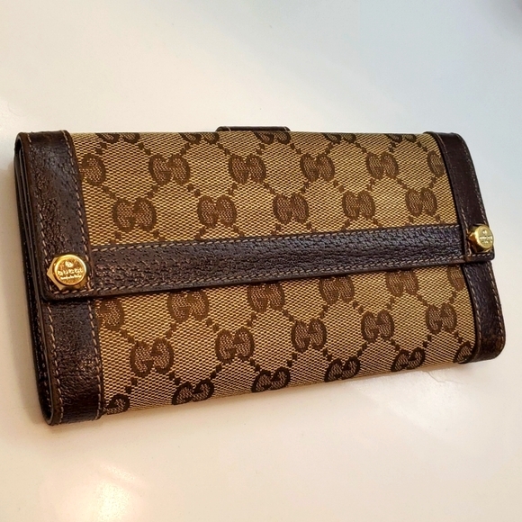 Gucci Crystal GG Monogram Canvas and Leather Continental Wallet Unisex - Picture 11 of 12